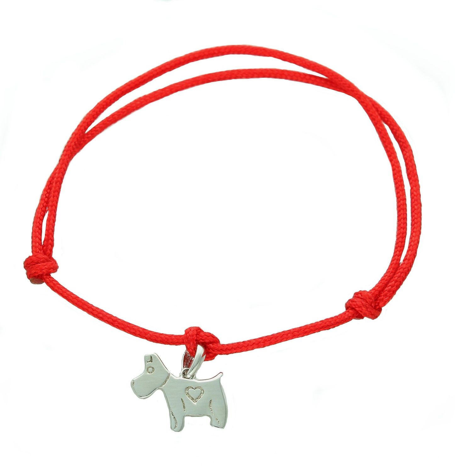 Bransoletka damska na czerwonym sznurku srebrna zawieszka pies SVLP0520XH20000.jpg