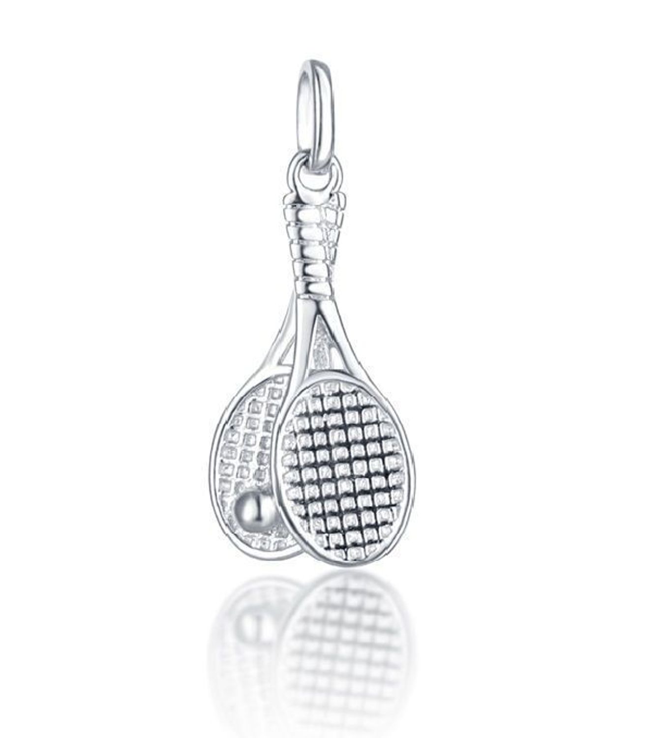 Srebrna zawieszka rakietki do tenisa SVLP0620XH20000. Zawieszka w kształcie rakietek z grawerowanymi dodatkami.jpg