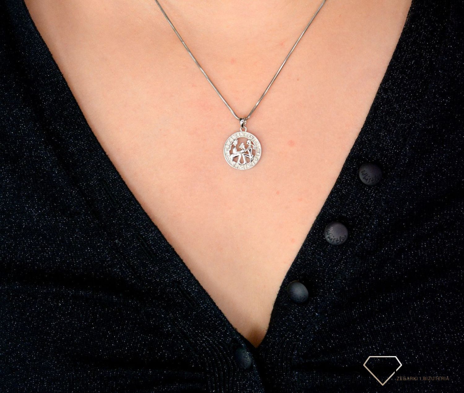 Srebrna zawieszka znak zodiaku Bliźnięta SVLP0713XH200BL. Srebrna zawieszka z symbolem znaku zodiaku - BLIŹNIĘTA.jpg