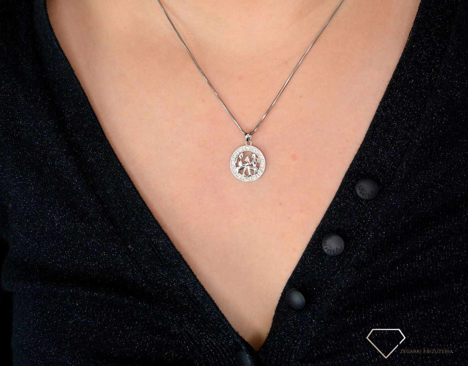 Srebrna zawieszka znak zodiaku Bliźnięta SVLP0713XH200BL. Srebrna zawieszka z symbolem znaku zodiaku - BLIŹNIĘTA.jpg