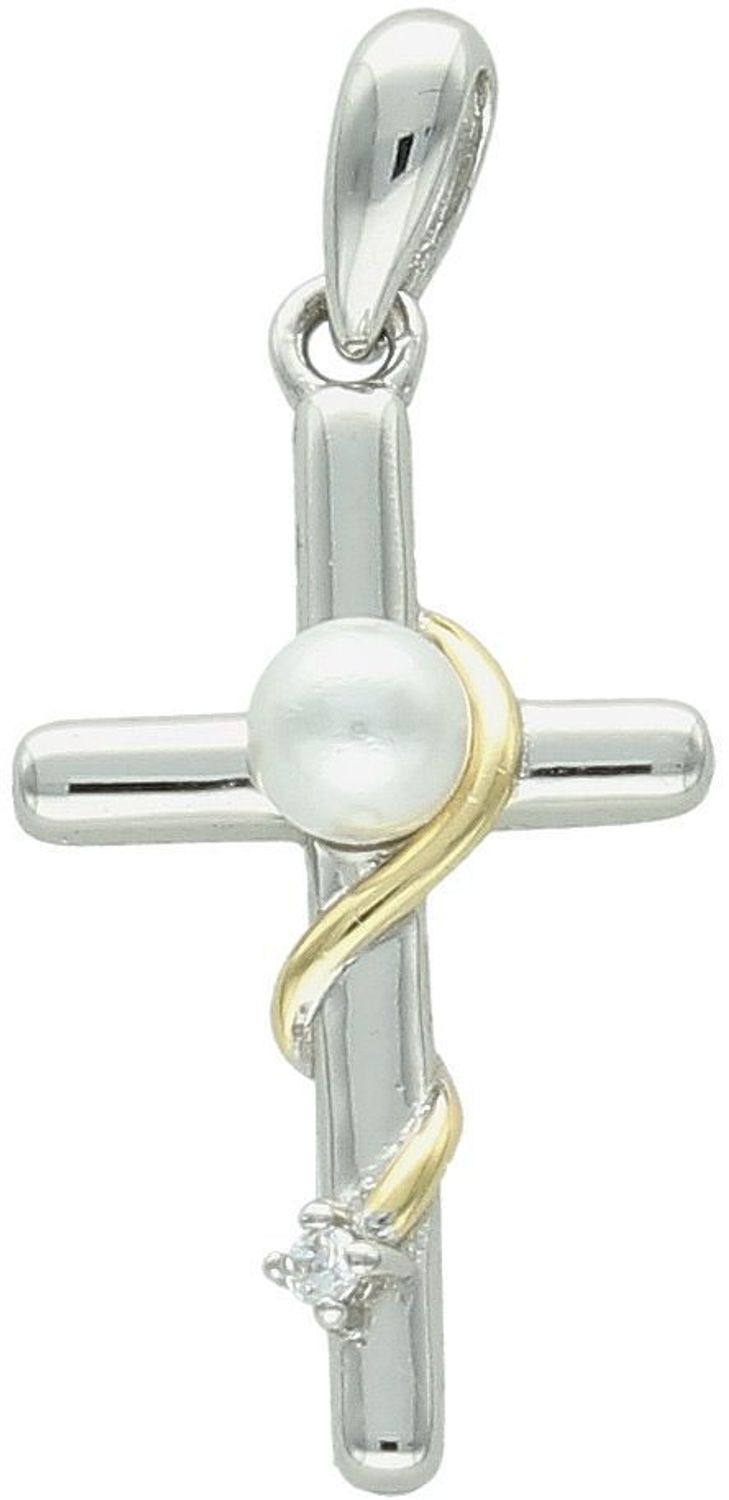 Srebrna zawieszka krzyżyk z perełką SVLP1082X61GP00 – Srebro 925, pozłacany dodatek  2,5 cm.jpg