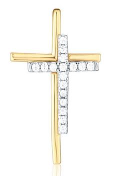 Srebrna zawieszka pozłacany krzyżyk z cyrkonią 925.jpg