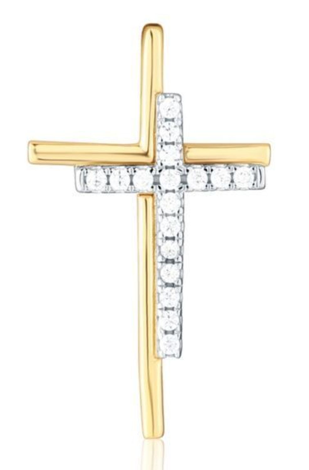 Srebrna zawieszka pozłacany krzyżyk z cyrkonią 925.jpg