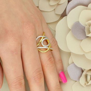 Szeroki pozłacany pierścionek falisty z cyrkonią 925 duży pierścionek.jpg