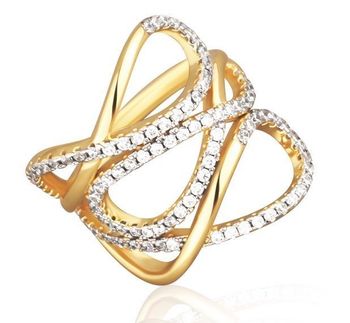 Szeroki pozłacany pierścionek falisty z cyrkonią 925.jpg