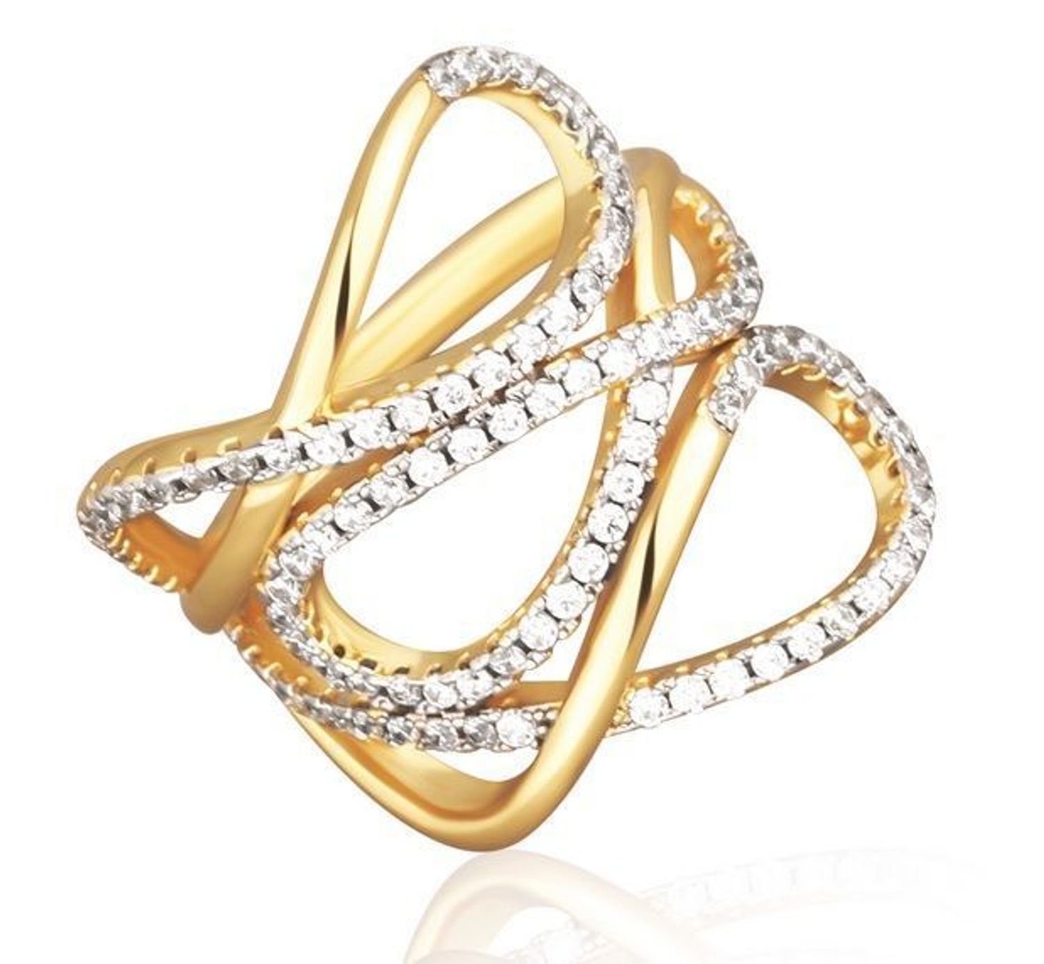 Szeroki pozłacany pierścionek falisty z cyrkonią 925.jpg