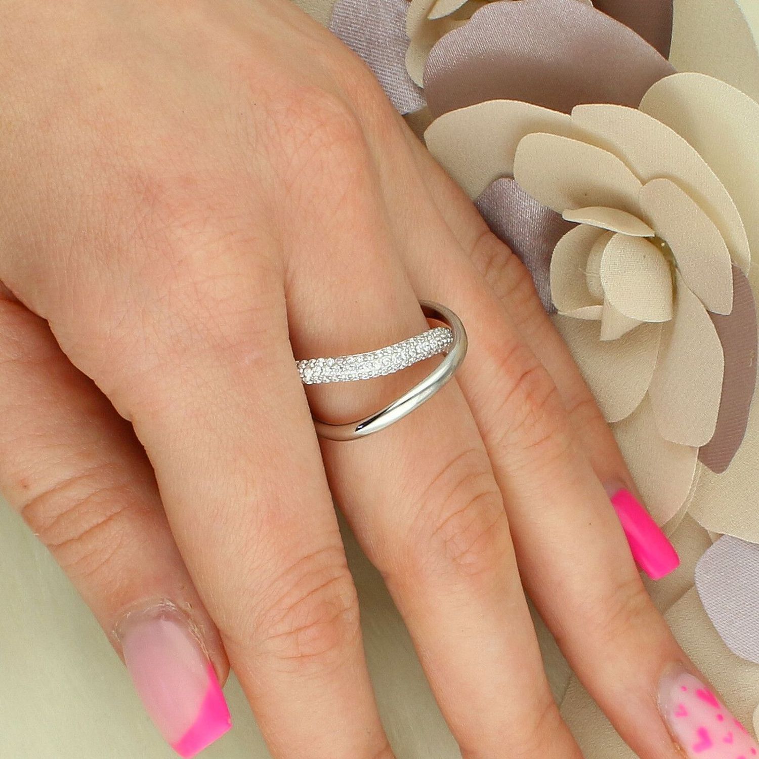 Srebrny podwójny pierścionek obrączki z cyrkonią 925.jpg