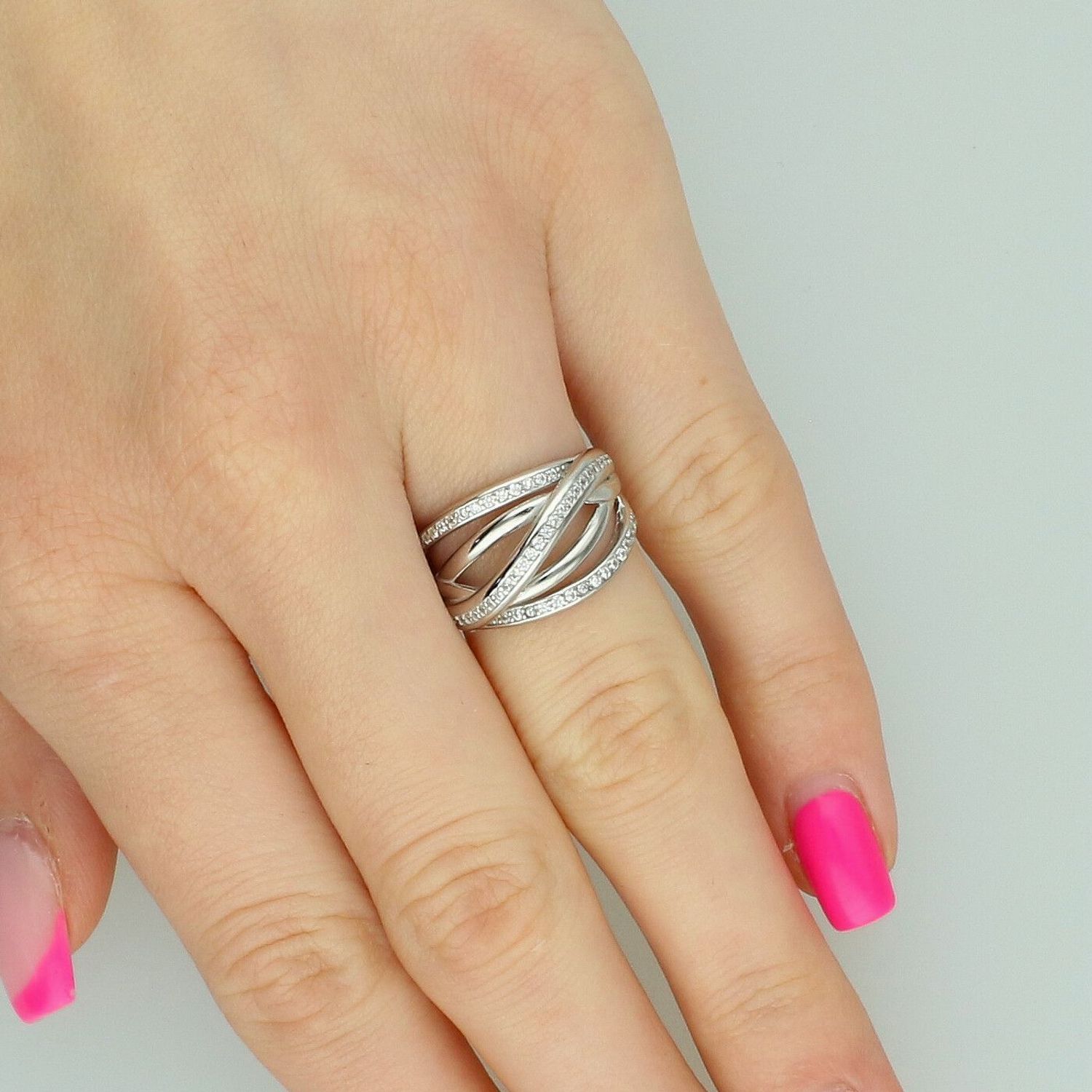 Srebrny szeroki pierścionek przeplatany z cyrkonią 925 – rozmiar 15.jpg