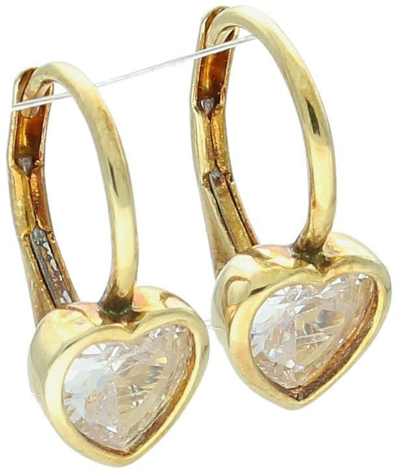 Komplet pozłacanej srebrnej biżuterii z sercem i białym kryształem – kolczyki i zawieszka Srebro 925 (1).jpg