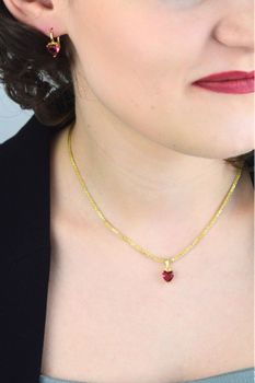 Pozłacany komplet serce kolczyki + zawieszka z różową cyrkonią SVLS0113SH2GR00 🎁 (2).jpg