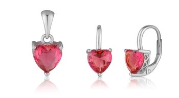 Srebrny komplet biżuterii serce 925 JVD SVLS0113SH2R100 – kolczyki i wisiorek z czerwoną cyrkonią.jpg
