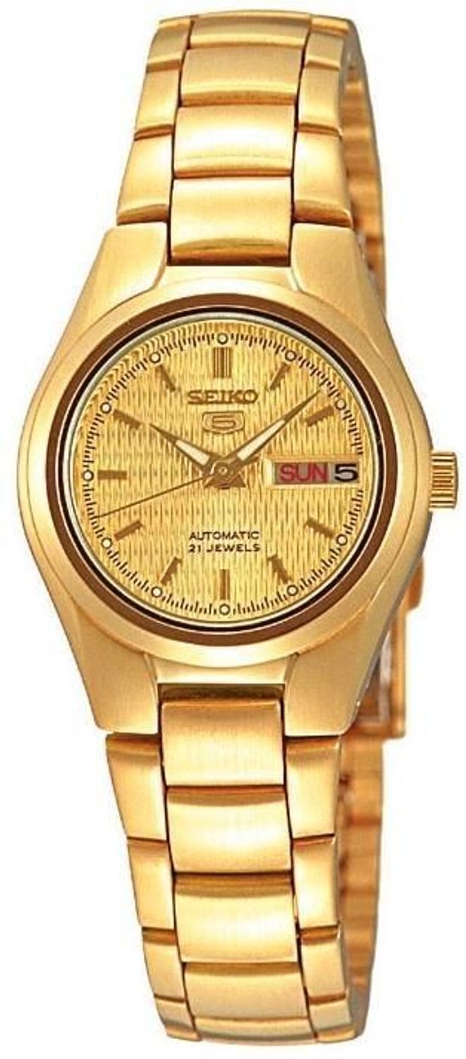 Zegarek damski Seiko 5 Sports Automatic SYMC18K1 – złoty automat z datownikiem.jpg