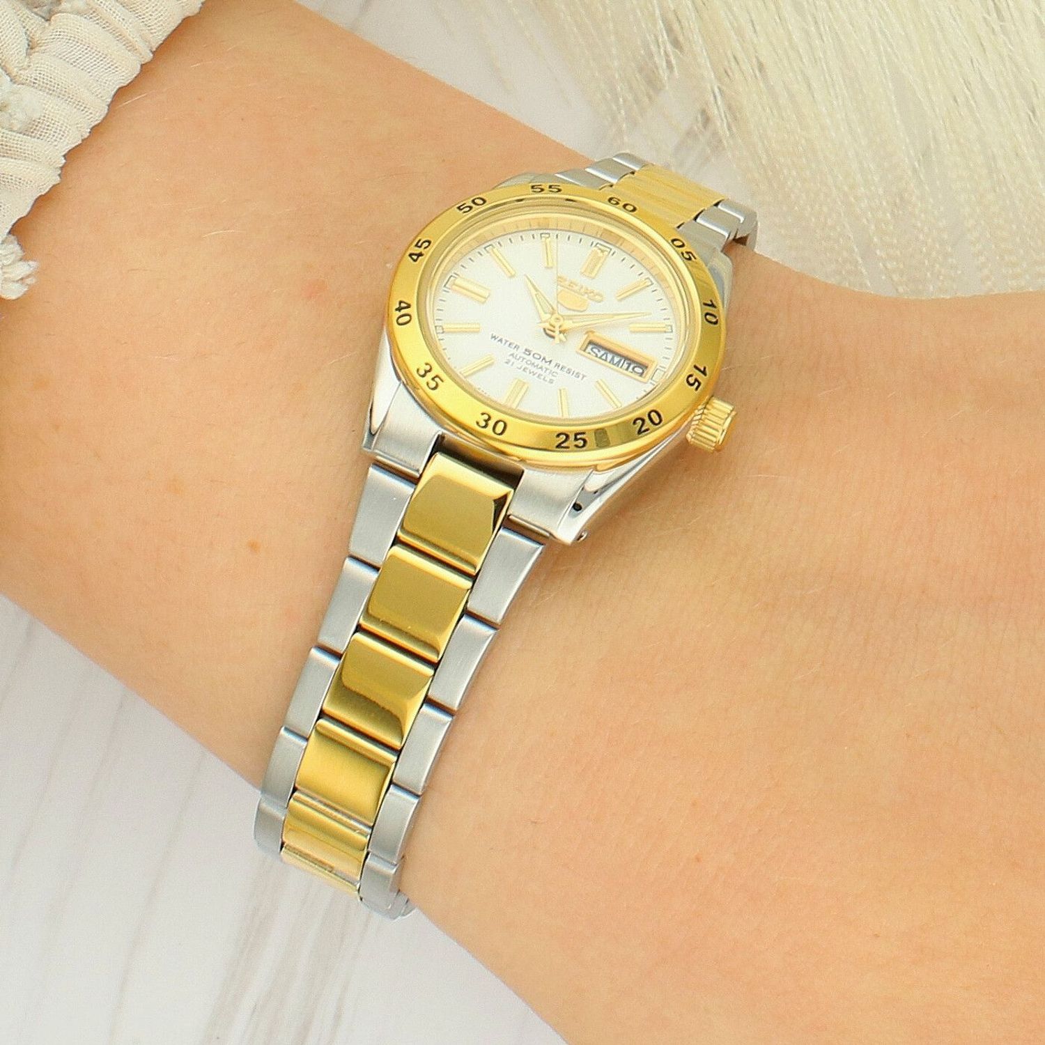 Zegarek Seiko Automatic SYMG42K1 – damski zegarek automatyczny w srebrno-złotej odsłonie.jpg