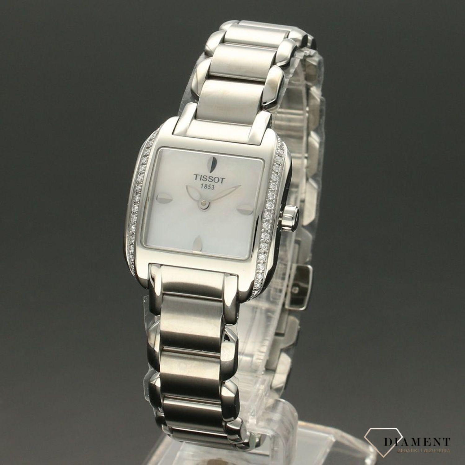 Zegarek damski Tissot to idealna propozycja prezentu da ukochanej kobiety. Zegarek damski z perłową tarczą. Zegarek damski z diamentami..jpg