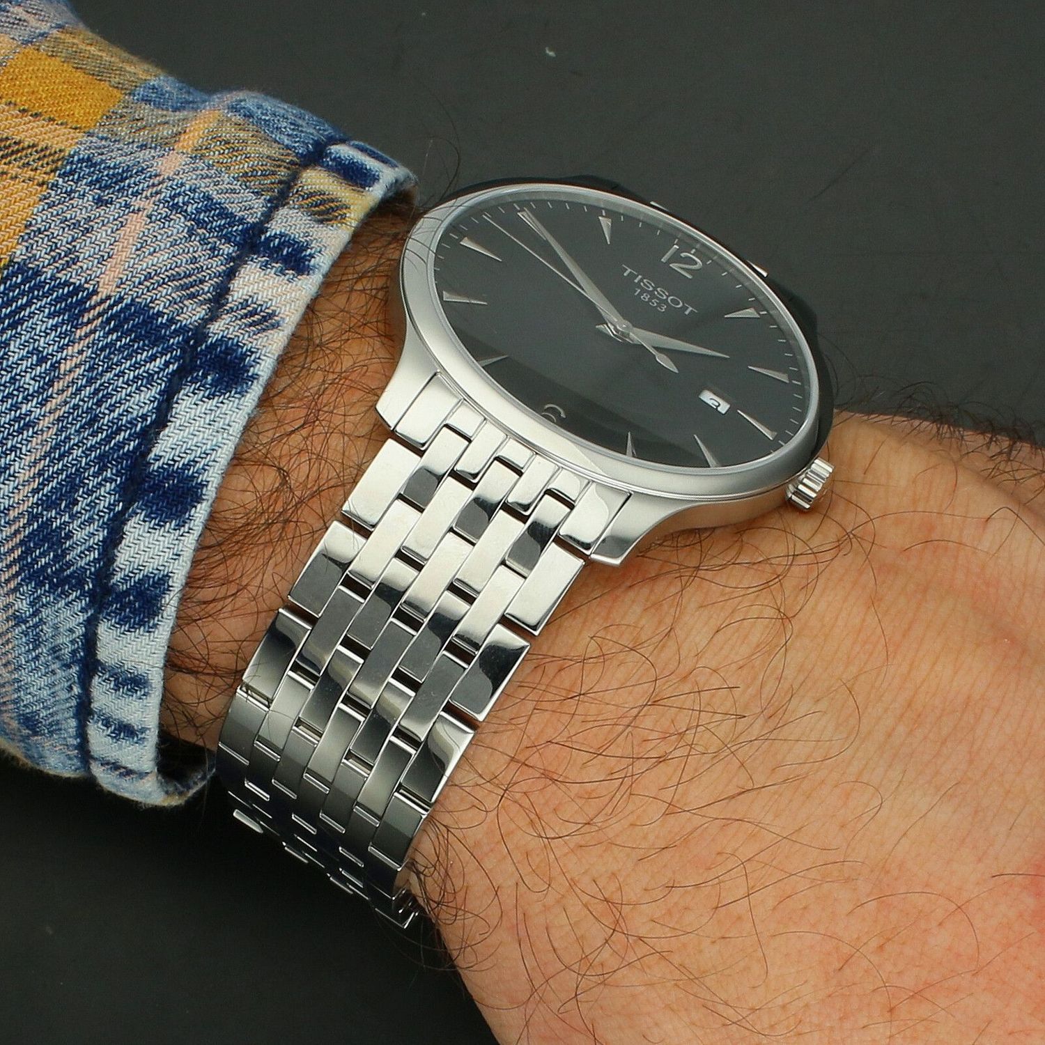 Tissot Tradition 42 mm T063.610.11.057.00 – klasyczny zegarek męski Swiss Made stalowa bransoleta.jpg