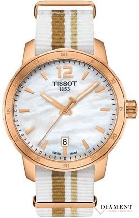 Zegarek damski Tissot T-SPORT QUICKSTER T095.410.37.117.00 (T0954103711700) w biało złotej kolorystyce z dodatkowymi paskami do zestawu!.jpg