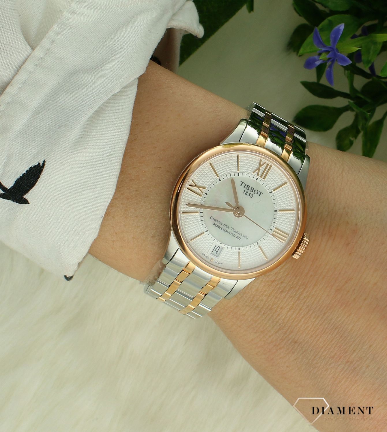 Zegarek damski Tissot Chemin Des Tourelles Powermatic 80 Lady bikolor T099.207.22.118.02. Klasyczny zegarek damski z wiodącej kolekcji szwajcarskiej marki Tissot. Damski szwajcarski zegarek automat, doskonały pomysł na prezent dla kobiety.1.jpg