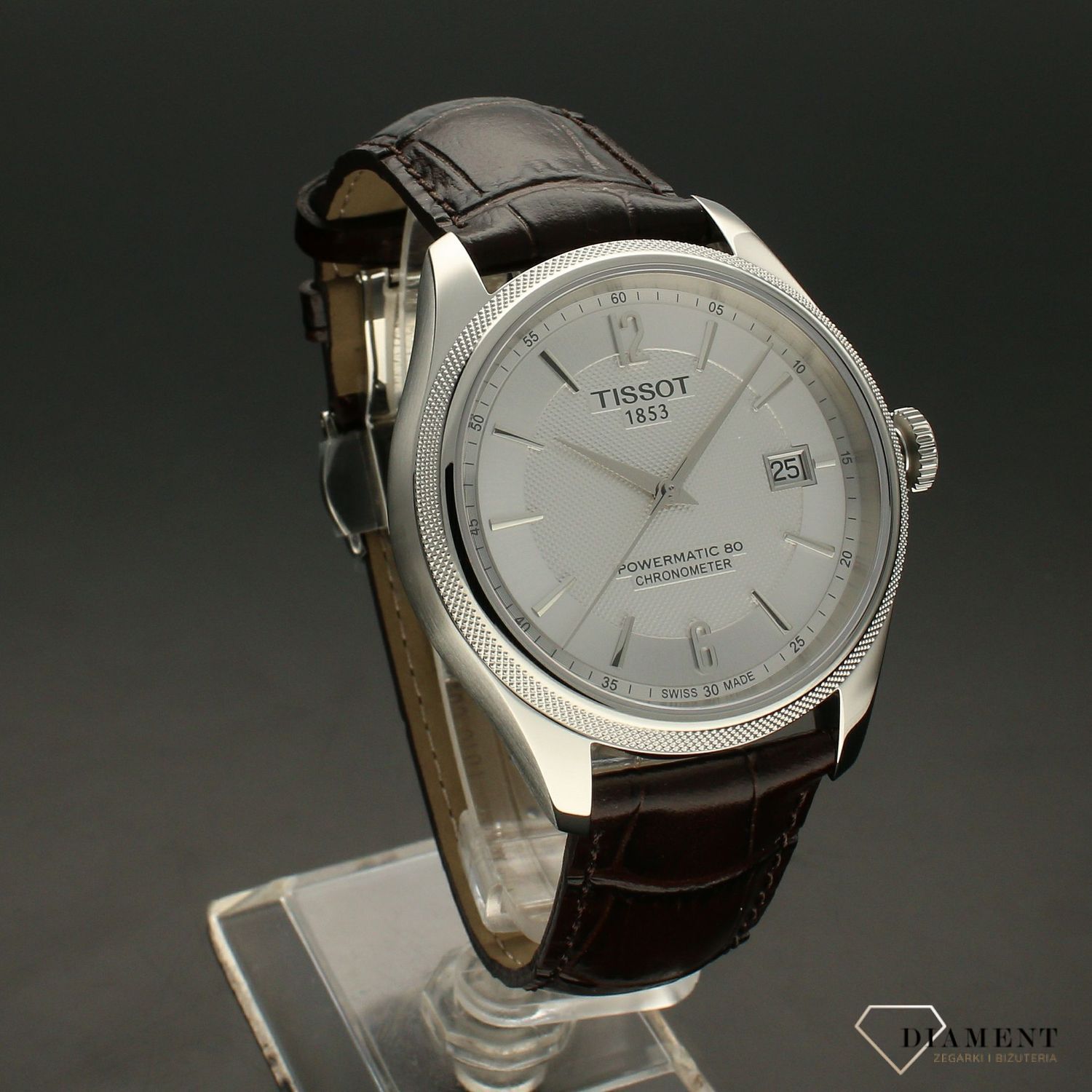 Zegarek męski Tissot na pasku skórzanym Ballade Powermatic 80 T108.408.16.037.00 z mechanizmem automatycznym. ✓.jpg