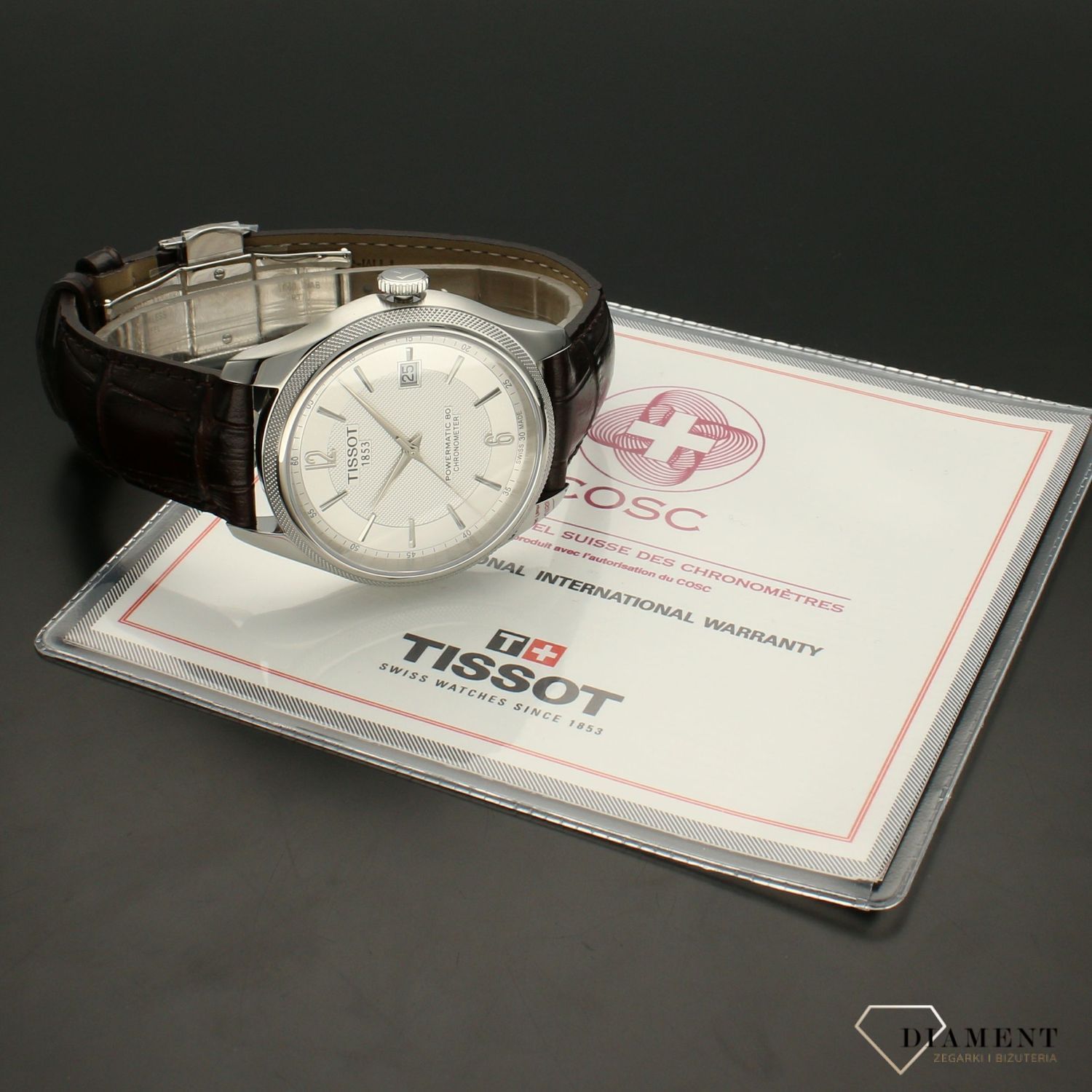 Zegarek męski Tissot na pasku skórzanym Ballade Powermatic 80 T108.408.16.037.00 z mechanizmem automatycznym. ✓.jpg