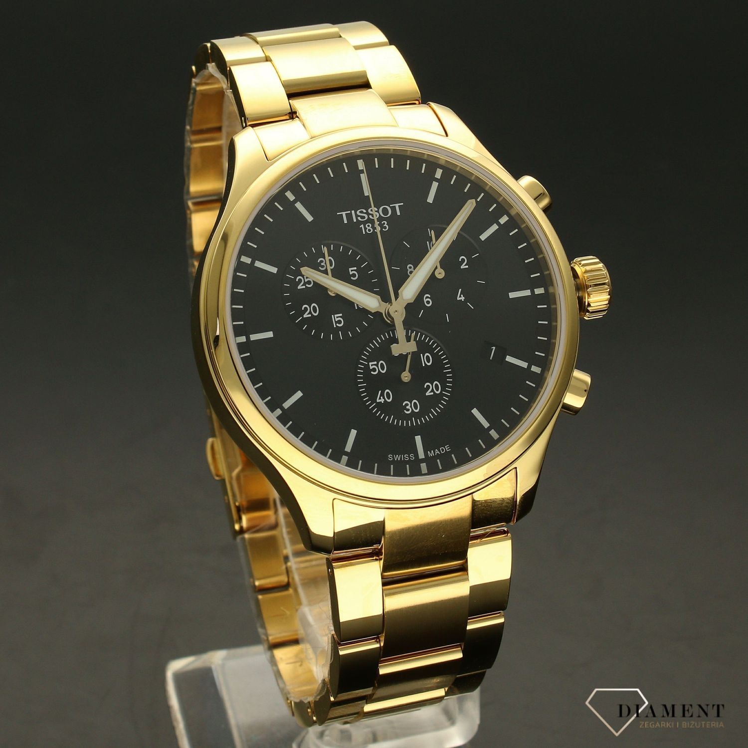 Zegarek męski ⌚ na złotej bransolecie  z czrną tarczą Tissot Chrono XL T116.617.33.051 (2).jpg