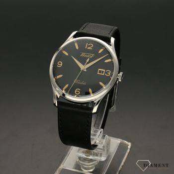 Elegancki zegarek męski marki Tissot na wytrzymałym i solidnym skórzanym pasku w kolorze czarnym. Wyraźna czarna tarcza ze złotymi dodatkami. Zapraszamy! aa (2).jpg
