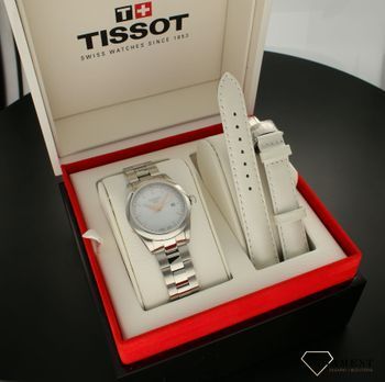 Zegarek damski na bransolecie marki Tissot T-My Lady  T132.010.11.111.00 w zestawie z dodatkowym paskiem w kolorze perłowym i zapięciem motylkowym.  (7).jpg