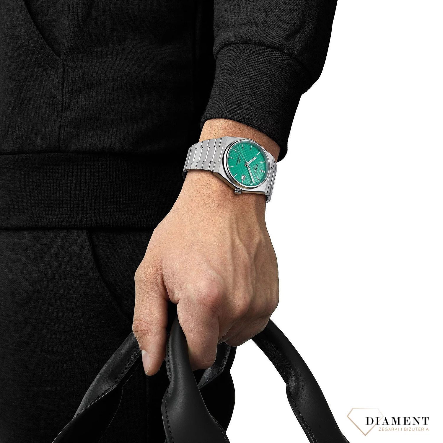 Zegarek męski Tissot PRX Powermatic 80 T137.407.11.091.01 . Tissot PRX automatyczny. Tissot zegarek z miętową tarczą. Pomysł na prezent dla mężczyzny. Modny zegarek szwajcarski dla faceta. Zegarek męski na bransolecie. 3.jpg