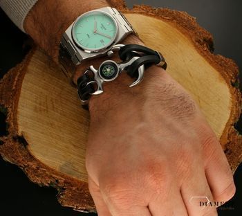 Zegarek męski na bransolecie z miętową tarczą Tissot PRX T137.410.11.091.01.jpg