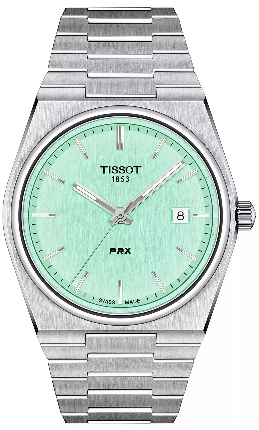 Zegarek męski na bransolecie z zielona tarczą Tissot PRX T137.410.11.091.01  (3).webp