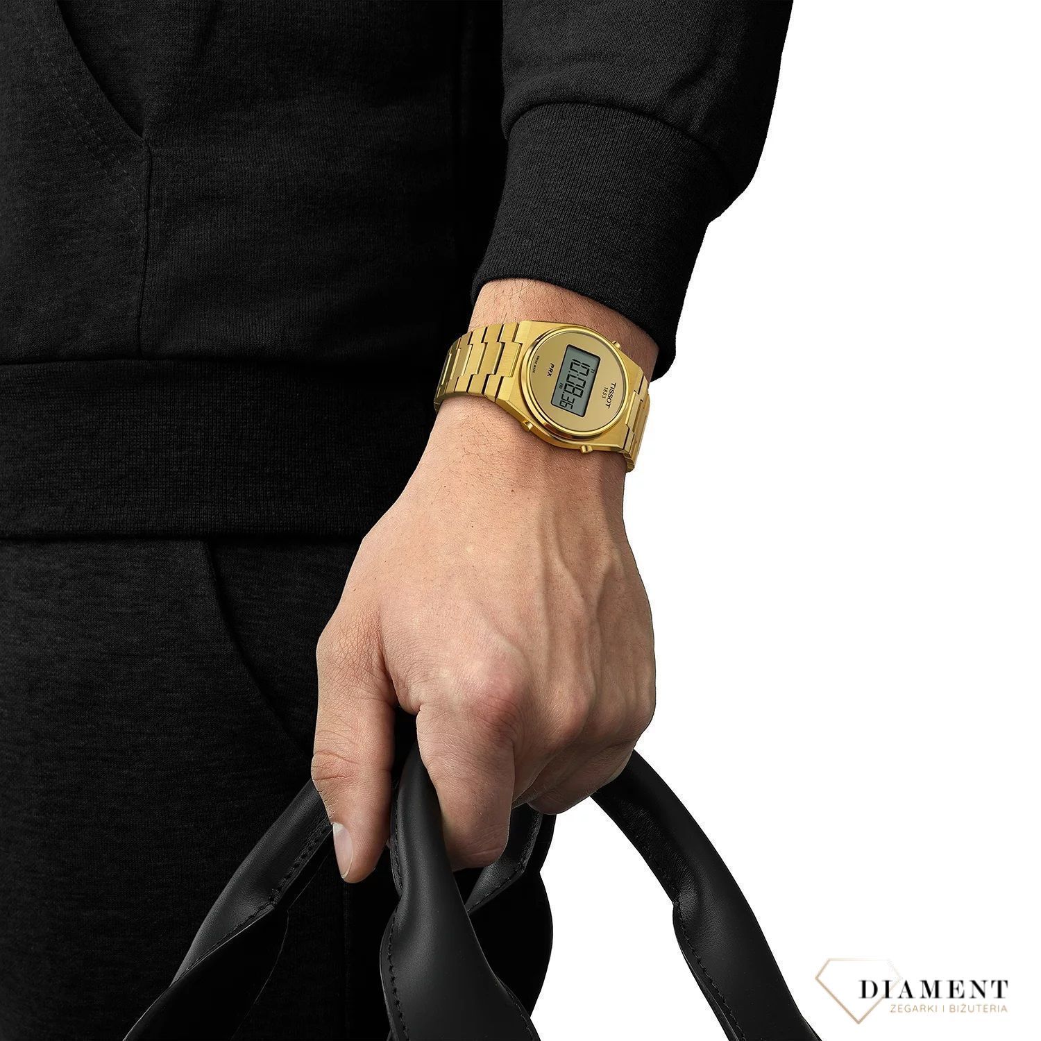 Zegarek Tissot PRX DIGITAL T137.463.33.020.00. Zegarek cyfrowy Tissot. Zegarek Tissot PRX retro z cyfrowym wyświetlaczem. Zegarek PRX Tissot w złotym kolorze. Zegarek z lat 70 i 80. Retro zegarek idealny na prezent dla kobiety czy mężczyzny. (3).jpg