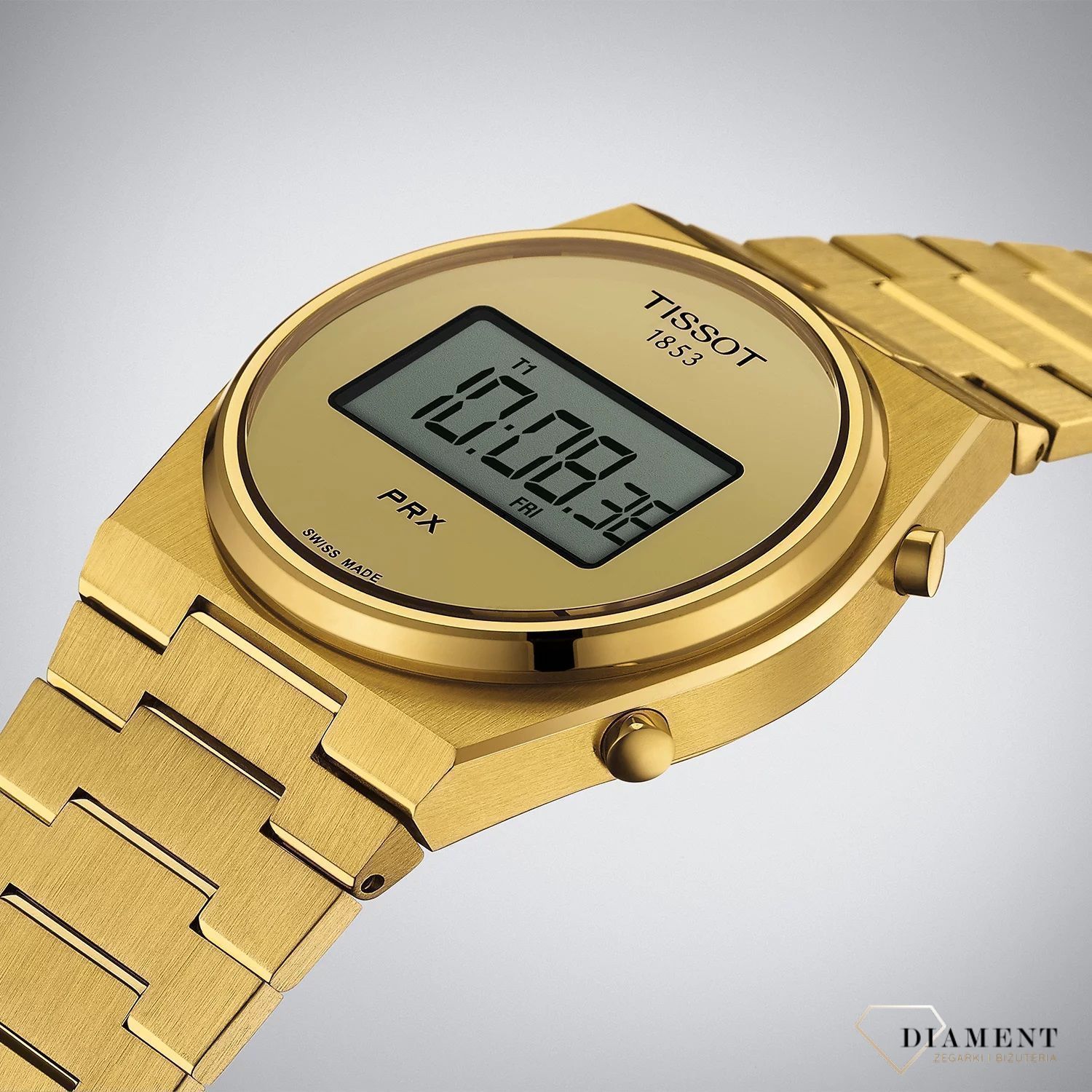 Zegarek Tissot PRX DIGITAL T137.463.33.020.00. Zegarek cyfrowy Tissot. Zegarek Tissot PRX retro z cyfrowym wyświetlaczem. Zegarek PRX Tissot w złotym kolorze. Zegarek z lat 70 i 80. Retro zegarek idealny na prezent dla kobiety czy mężczyzny. (3).jpg