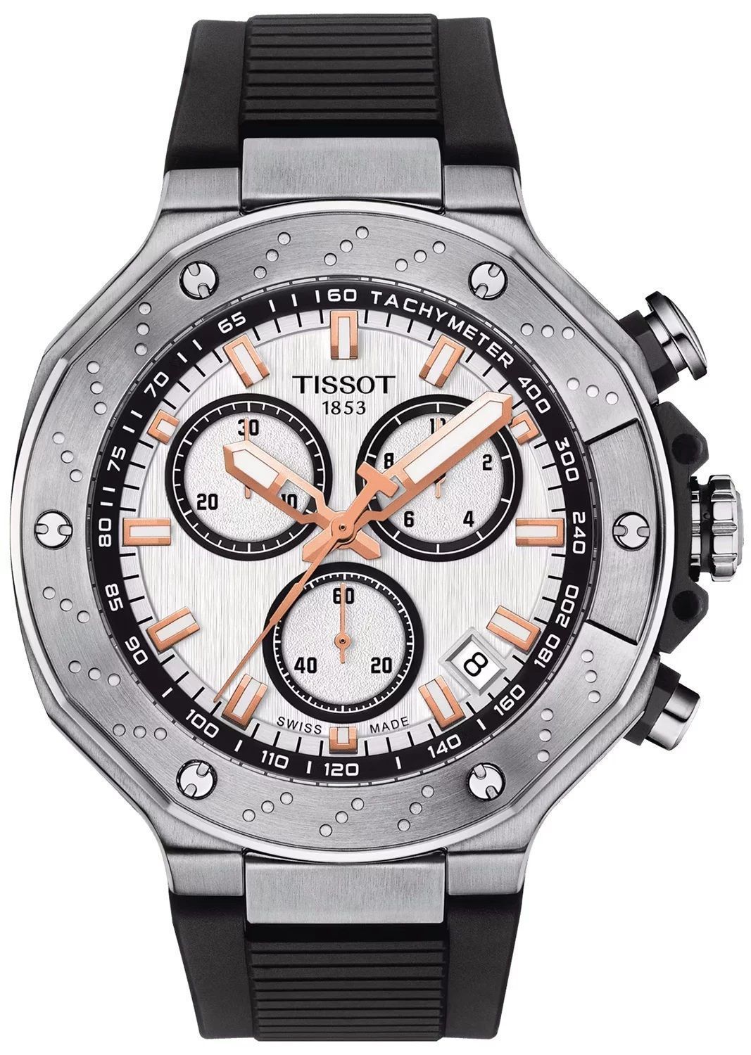 Zegarek męski Tissot T-RACE CHRONOGRAPH T141.417.17.011.00. Tissot T-Race to zwycięzca na torze i poza nim. Inspirowane wyścigami motocyklowymi detale i dynamiczny styl wzbogacony odrobiną krzykliwych kolorów. Sportowy zegarek Tissot T-Race  (3).jpg
