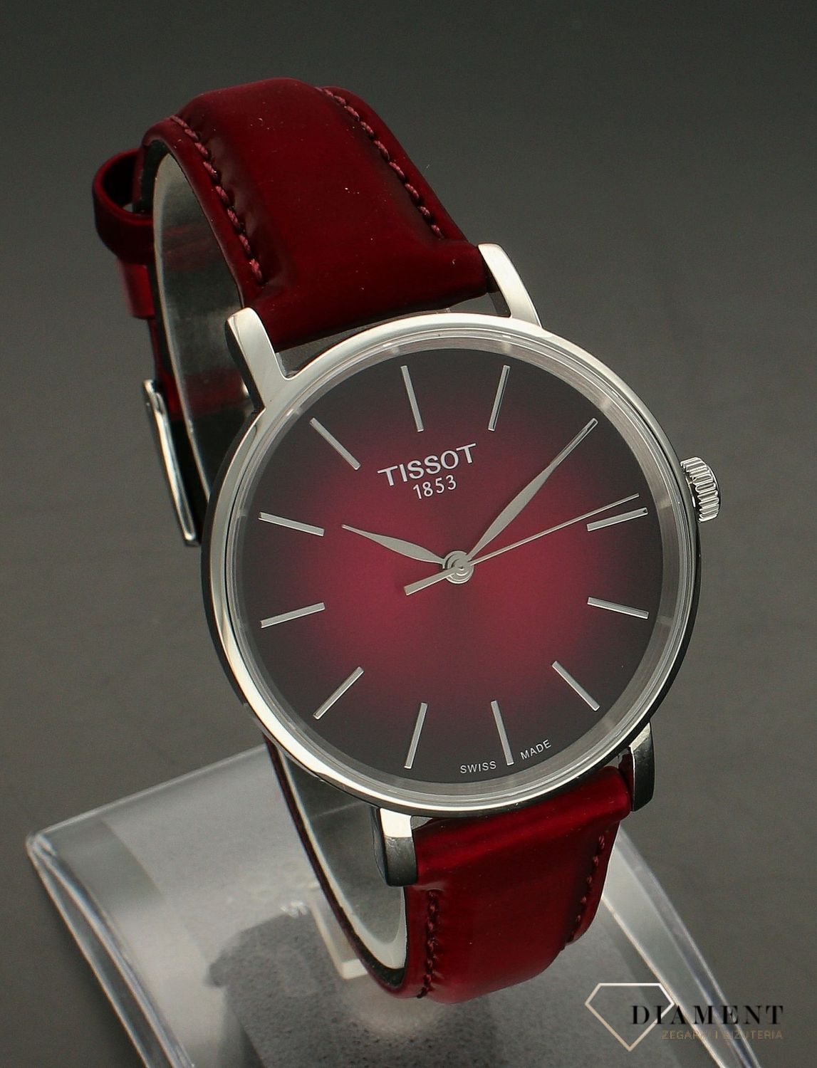 Zegarek damski Tissot Everytime Lady na bordowym pasku T143.210.17.331.00..jpg