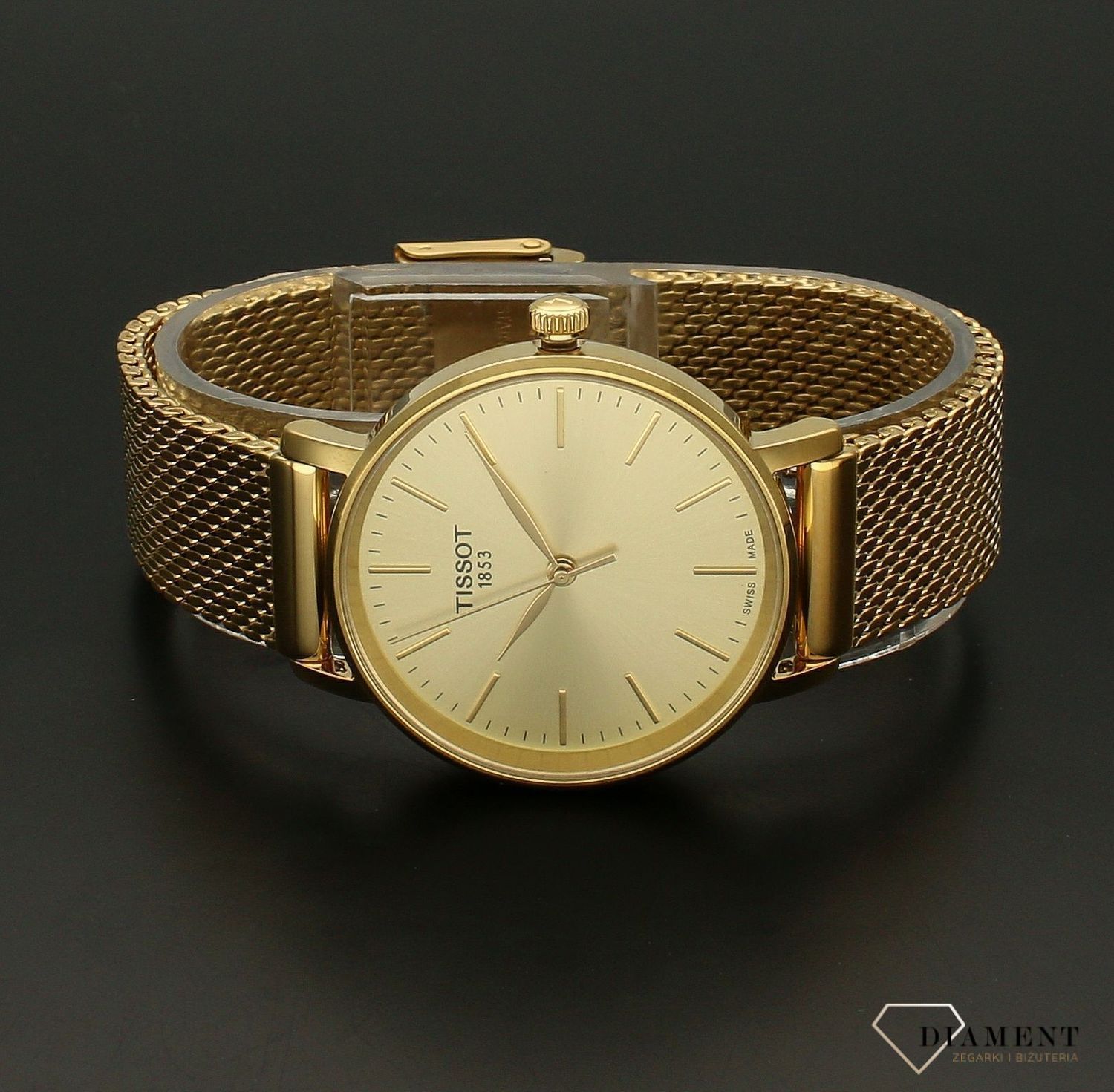 Zegarek damski na złotej bransolecie Tissot Everytime T143.210.33.021 (1).webp