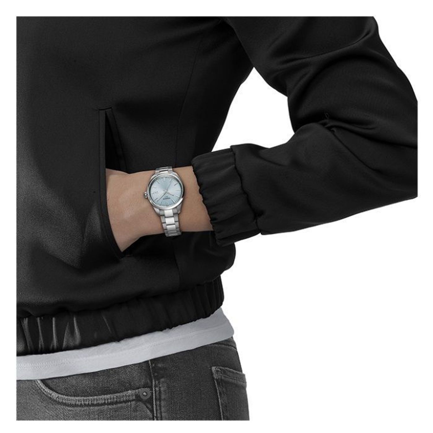 Zegarek damski Tissot PR 100 na bransolecie z błękitną tarcza T150.210.11.351.00. Zegarek damski Tissot. Zegarek damski na bransolecie. Zegarek Tissot PR 100. Zegarek damski klasyczny idealny na prezent (2).jpg