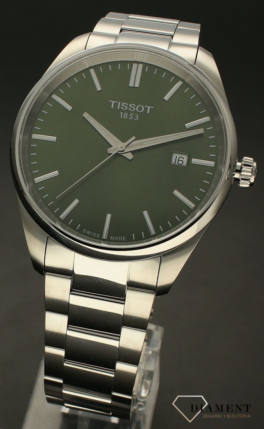 Zegarek męski Tissot PR 100 na bransolecie z zielona tarczą T150.410.11.091 (2).jpg