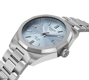 Tissot T151.422.11.351.00 PRC 100 Solar to elegancki zegarek męski 39 mm z mechanizmem solarnym, niebieską tarczą, szafirowym szkłem i stalową bransoletą. Swiss Made, wodoodporność i datownik.2.jpg