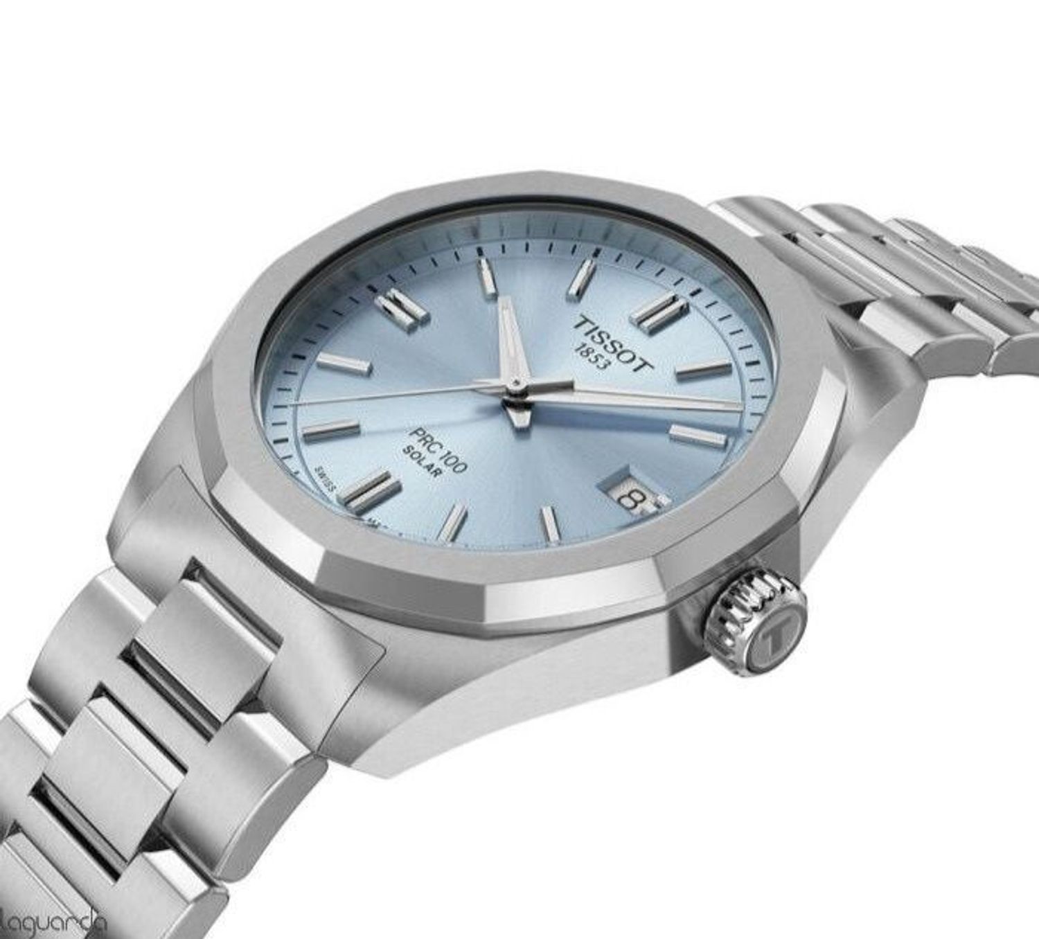 Tissot T151.422.11.351.00 PRC 100 Solar to elegancki zegarek męski 39 mm z mechanizmem solarnym, niebieską tarczą, szafirowym szkłem i stalową bransoletą. Swiss Made, wodoodporność i datownik.11.jpg