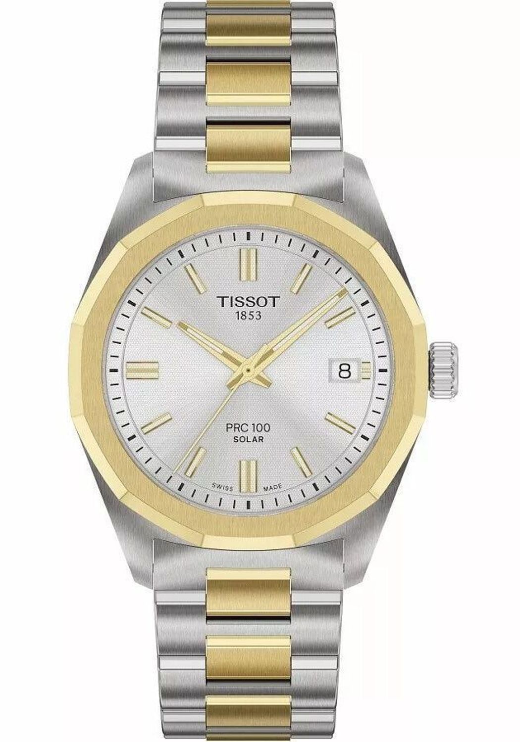 Damski zegarek Tissot T151.822.22.031.00 PRC 100 Solar 34mm z mechanizmem solarnym, szafirowym szkłem i stalową kopertą PVD. Wodoszczelność 100 m, klasyczny i elegancki design.1.jpg