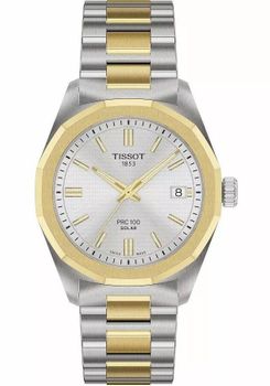 Damski zegarek Tissot T151.822.22.031.00 PRC 100 Solar 34mm z mechanizmem solarnym, szafirowym szkłem i stalową kopertą PVD. Wodoszczelność 100 m, klasyczny i elegancki design.1.jpg