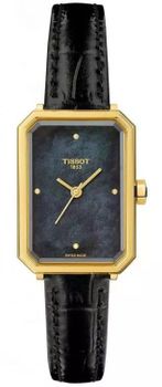 Tissot SRV T160.110.36.126.00 – damski zegarek kwarcowy Art Déco z mechanizmem ETA 902.101, złotą kopertą 30 mm, czarną tarczą z masy perłowej i czarną bransoletą. Wodoszczelność 50 m, szkło 1.jpg