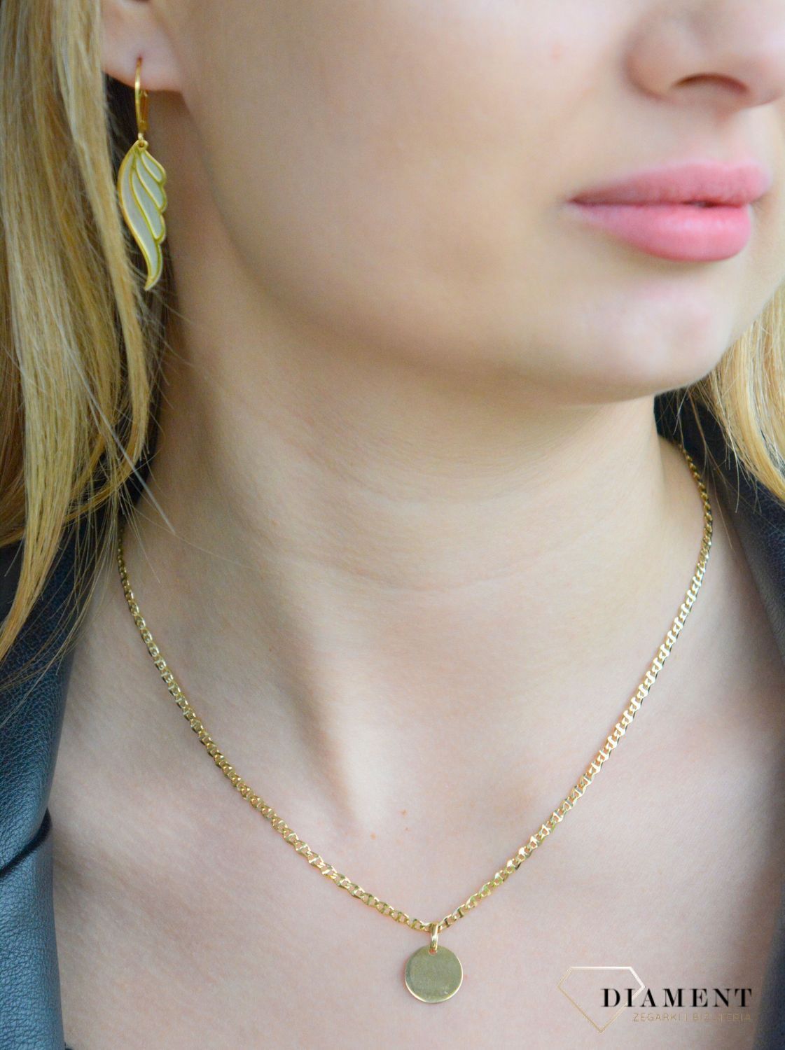 Złota zawieszka 585 gładka blaszka okrągła do graweru T23-P-ID-1-12MM. Złota zawieszka damska. Złoty wisiorek do łańcuszka. Zawieszka Złota blaszka do graweru. Złota zawieszka płaska blaszka na prezent..jpg