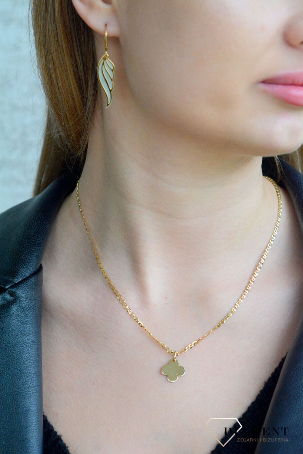 Złota zawieszka 585 gładka koniczynka T23-P-LP-698-14MM. Złota zawieszka damska. Złoty wisiorek do łańcuszka. Zawieszka zawieszka koniczynka. Złota zawieszka płaska koniczynka na prezent..jpg