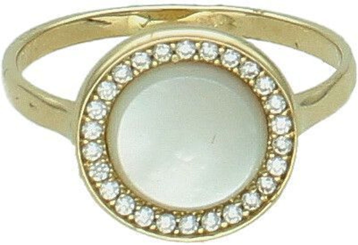 Złoty pierścionek damski 585 z masą perłową i cyrkoniami T27-R-VR-1-CZ-MOP. Złoty pierścionek damski. Złoty pierścionek z masą perłową. Nowoczesny złoty pierścionek dla kobiety. Damski złoty pierścionek na prezent..jpg