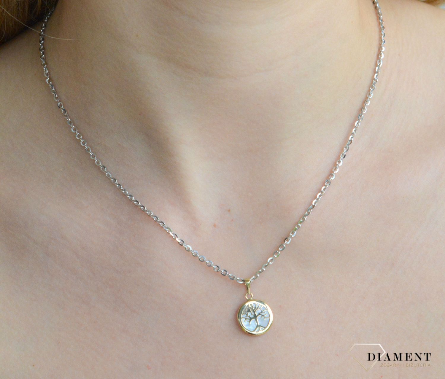 Złota zawieszka 585 drzewo szczęścia z masą perłową T42-P-22-MOP. Złota zawieszka damska. Złoty wisiorek d.jpg