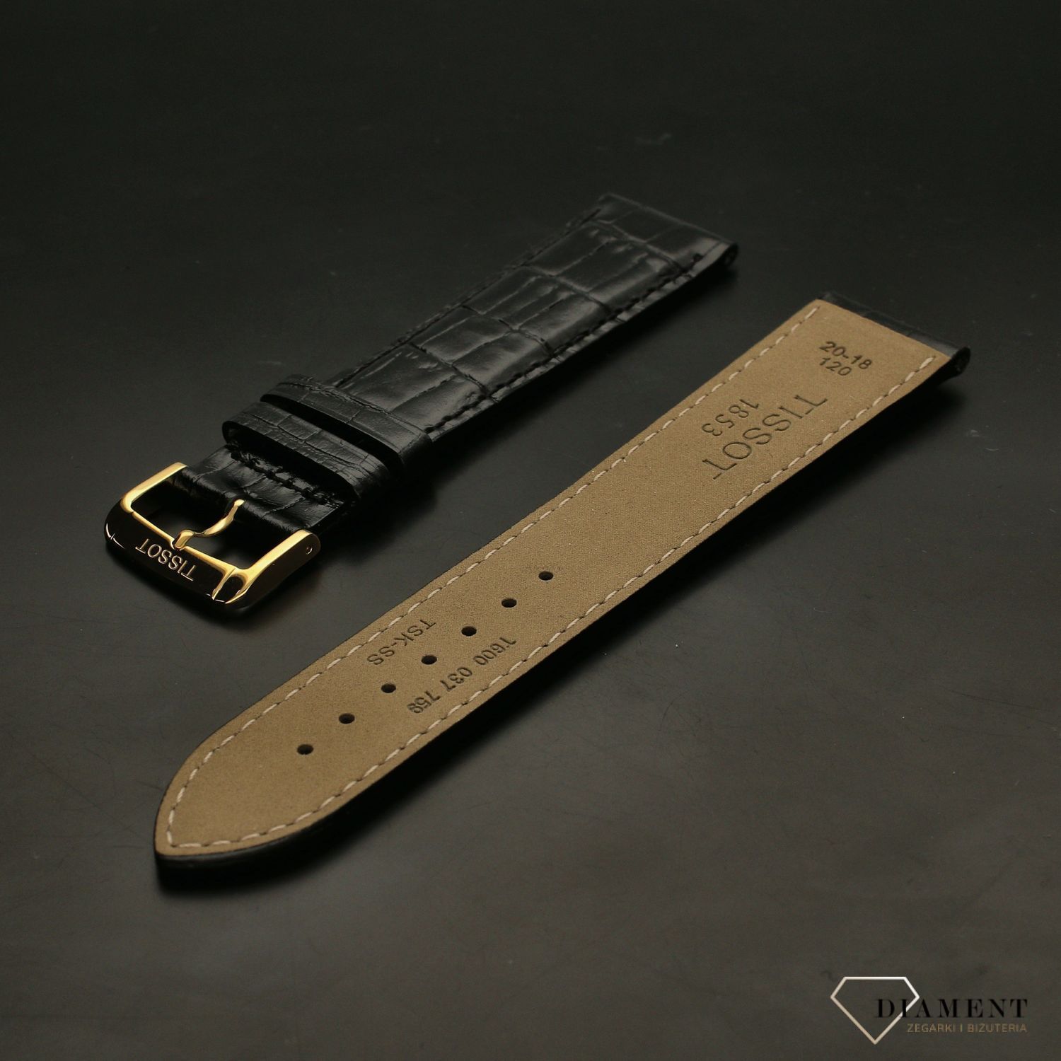 Pasek do zegarka Tissot T600037759 T-gold czarny 20 mm.jpg