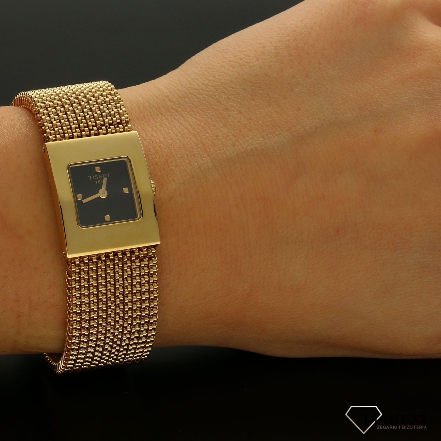 złoty zegarek damski, złoty zegarek kwadratowy dla kobiety tissot-bellflower-t73332151.jpg