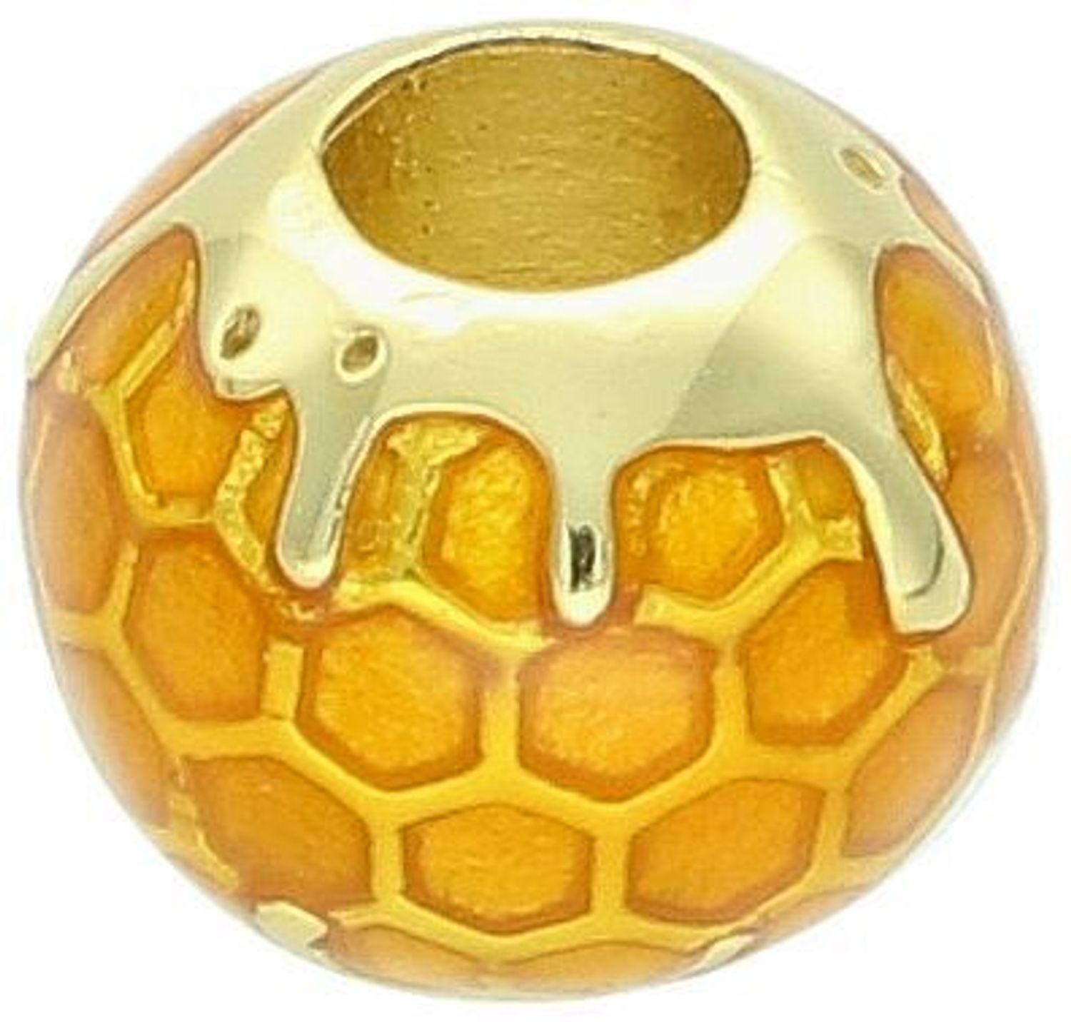 Charms srebrny próba 925, typu pandorka plaster miodu z pozłacaniem TBCH000000-065 Ten wyjątkowy charms w kształcie plastra miodu to idealne połączenie natury, elegancji i symboliki. 1.jpg