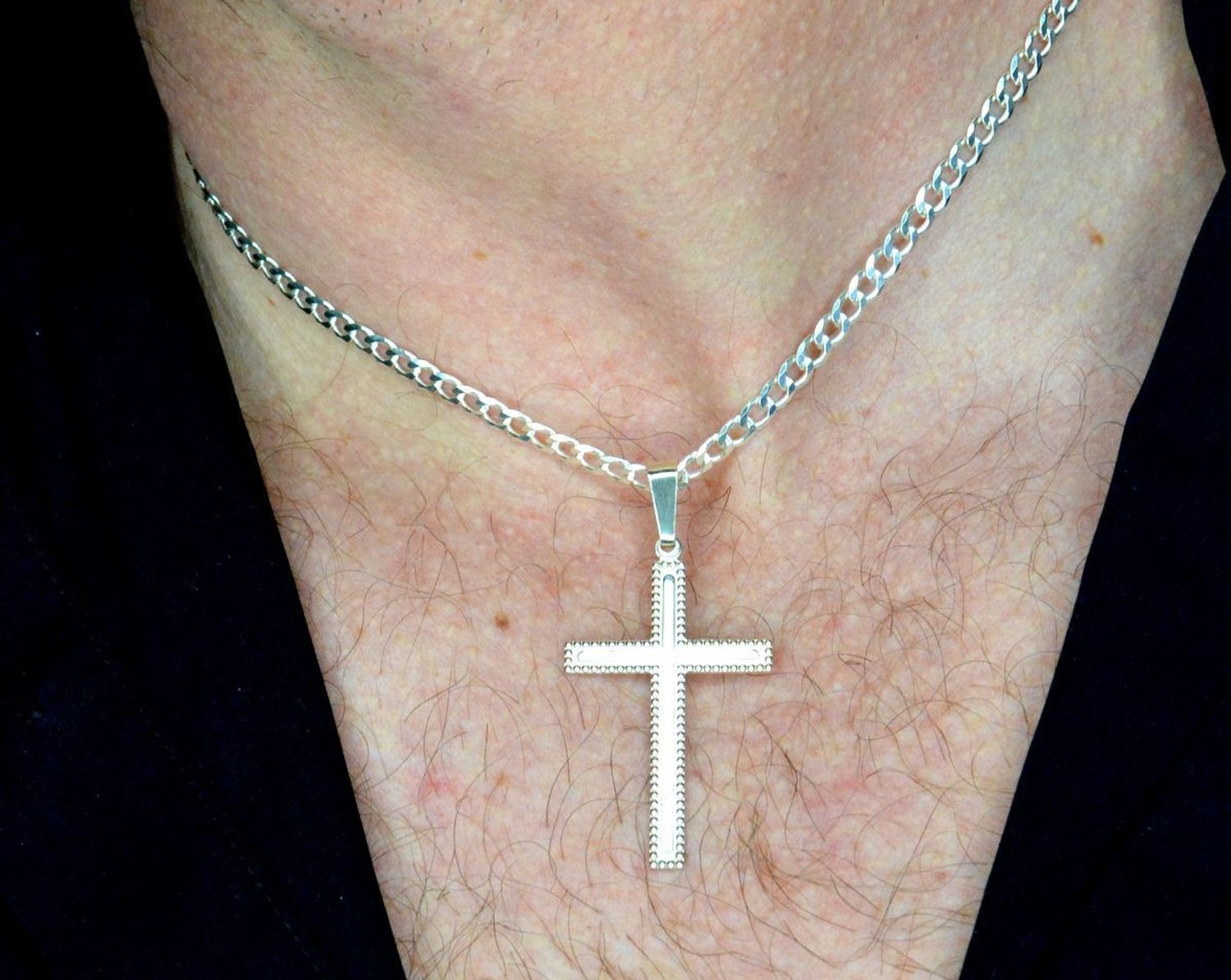 Duży ozdobny krzyż bez wizerunku 4 cm zawieszka krzyż TBKZ000000-023. Srebrny krzyż. Srebrny krzyż zdobiony. Krzyż srebrny zawieszka..jpg