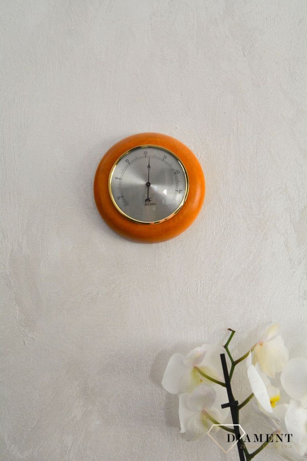 Drewniana stacja pogody Okrągły termometr w obudowie 'Sosna' TERMOMETR140-06. Termometr do sauny na podczerwień. Idealny na prezent (6).JPG